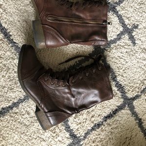 Brown combat boots